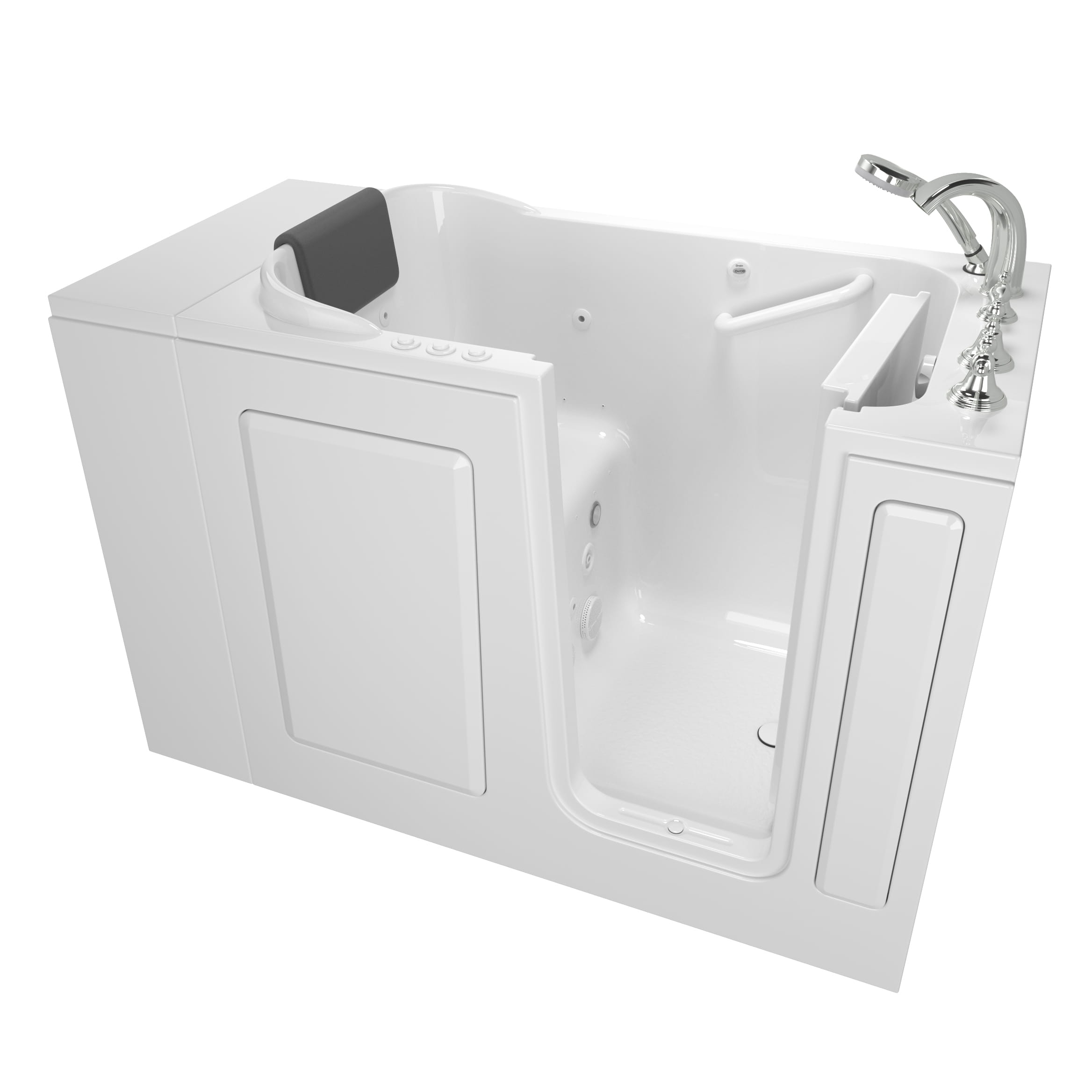 Gelcoat Premium Series 28 x 48 Inch Walk in Tub With Combination Air Spa and Whirlpool Systems   Right Hand Drain With Faucet WIB WHITE